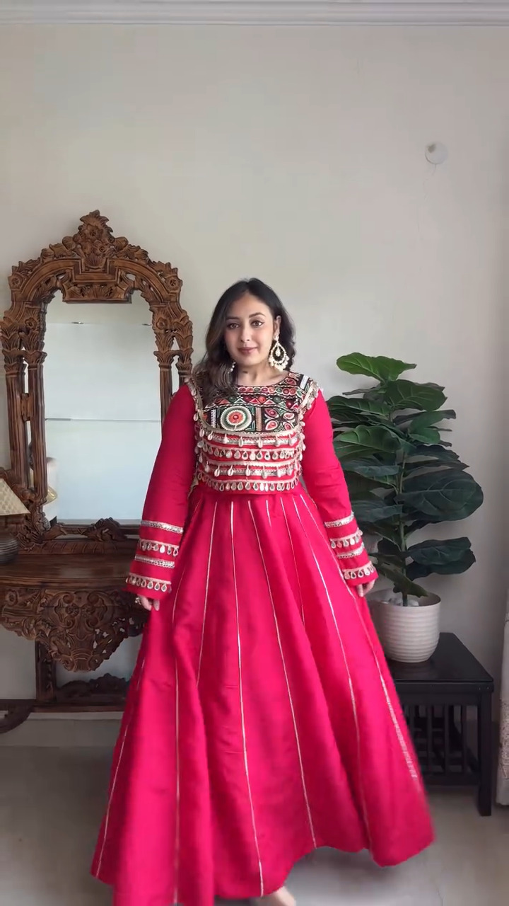 Vibrant Pink Embroidered Anarkali Gown with Statement Yoke